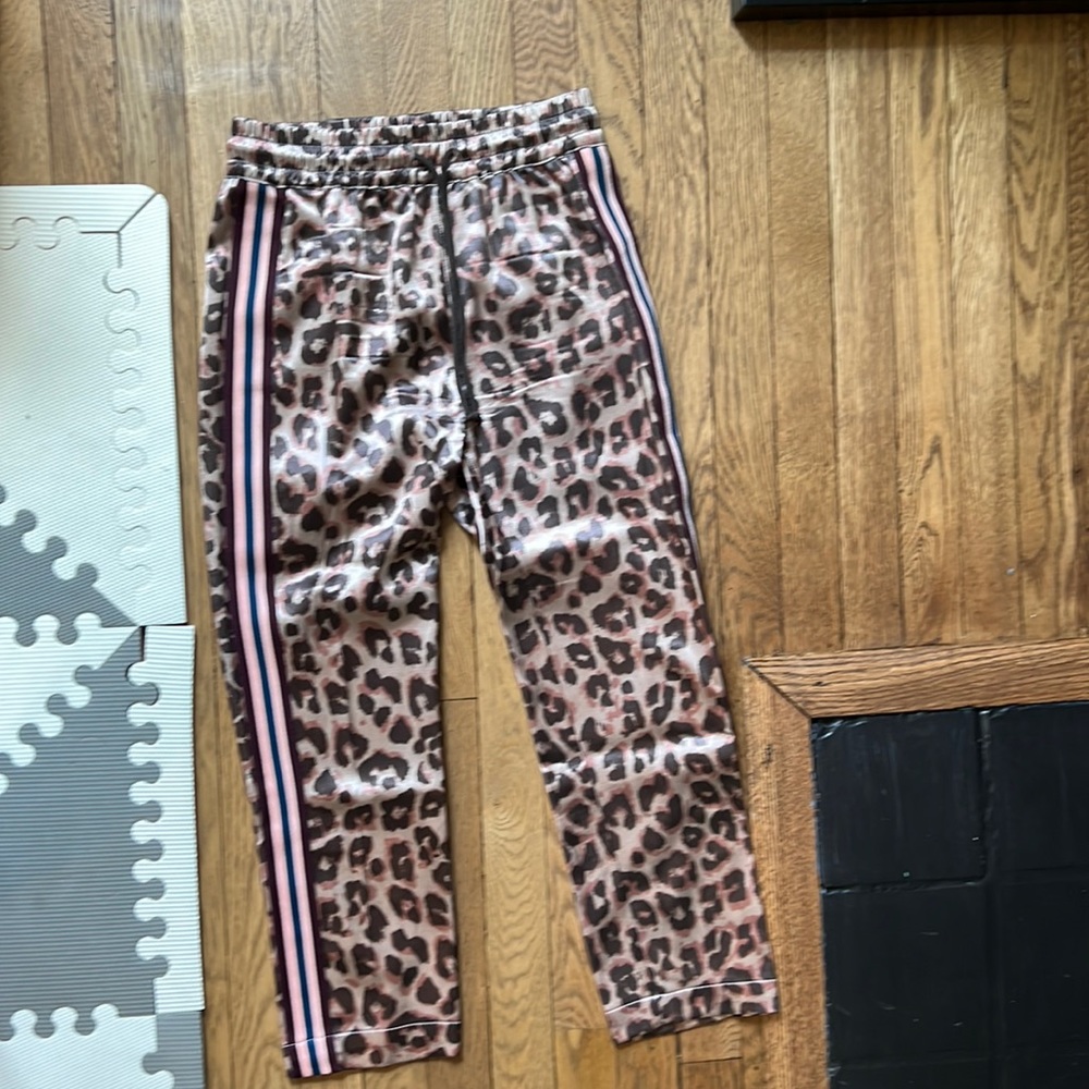 MOTHER brand draw string, leopard print ankle pant